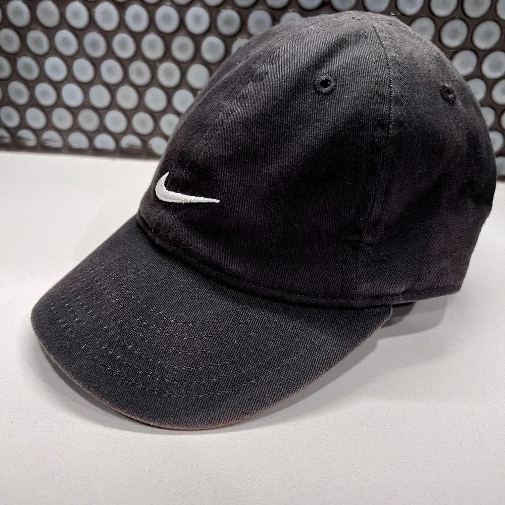 Nike Swoosh‎ Adjustable Baseball Cap Hat Boys Infant Game Black Toddler